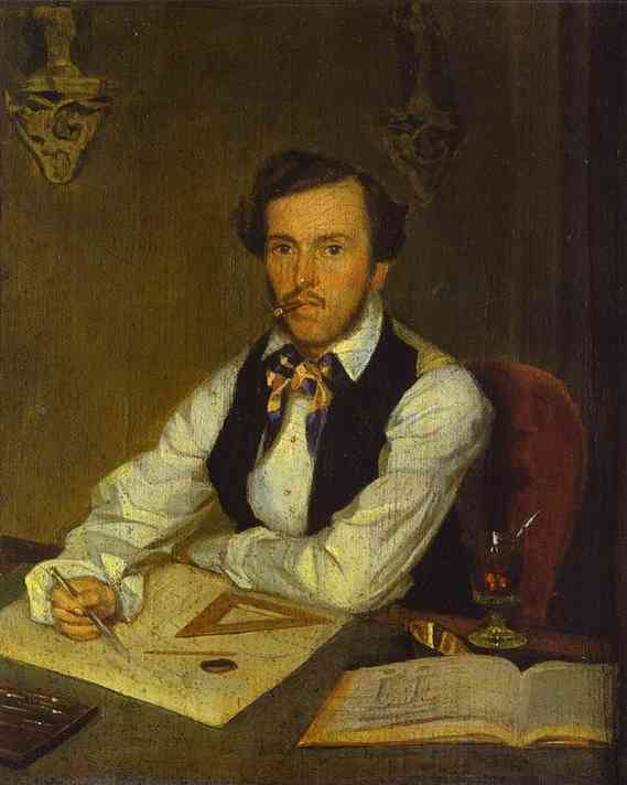 Oil painting:Portrait of an Architect. c. 1849