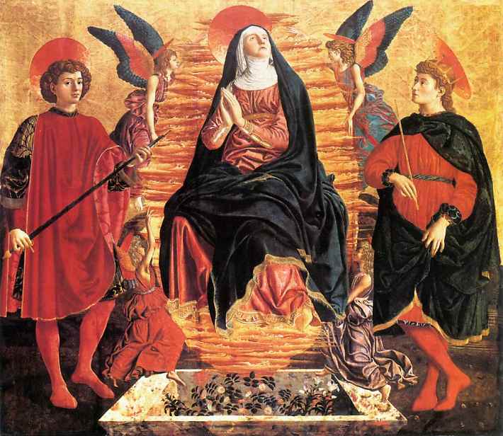 Oil painting:The Assumption of the Virgin with SS. Julian and Miniato. c. 1450