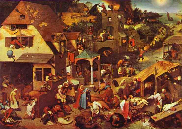 Oil painting:The Flemish Proverbs. 1559