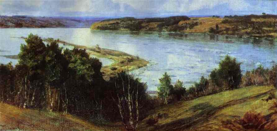Oil painting:The River Oka. 1918