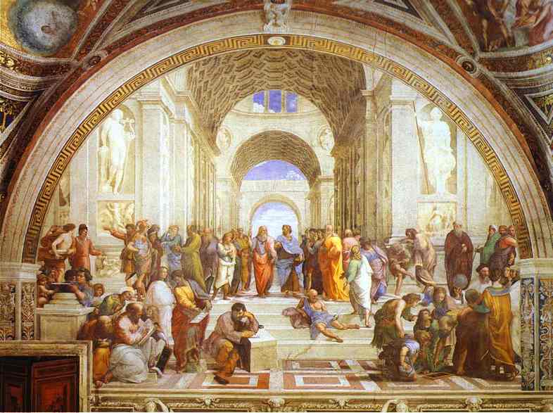 Oil painting:The School of Athens. 1509