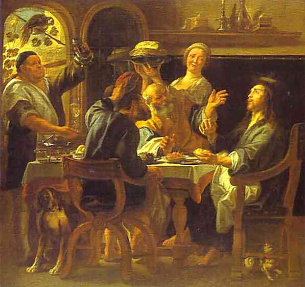 Oil painting:The Supper at Emmaus. c. 1645