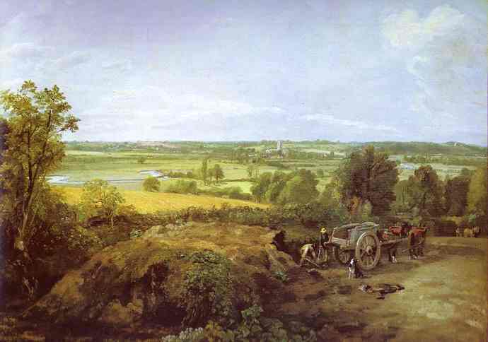 Oil painting:View of Dedham. 1814
