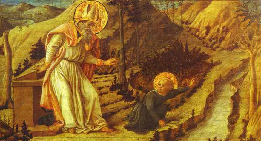 Oil painting:Vision of St. Augustine. 1450