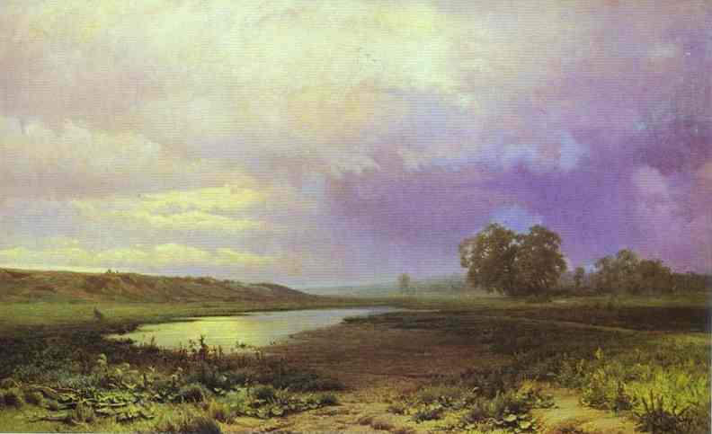 Oil painting:Wet Meadow. 1872