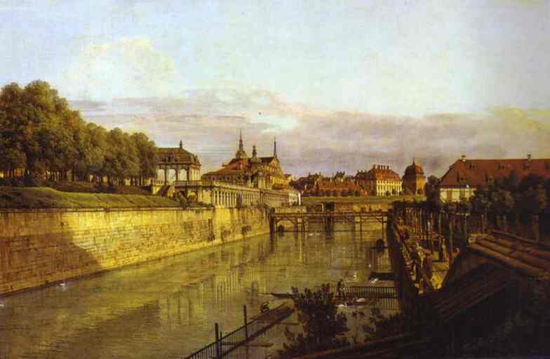 Oil painting:Zwinger Waterway. 1750