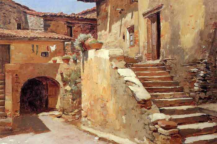 Oil painting for sale:Italian Courtyard, 1886-1887