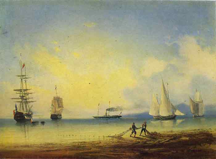Oil painting for sale:Russian and French Frigates, 1858
