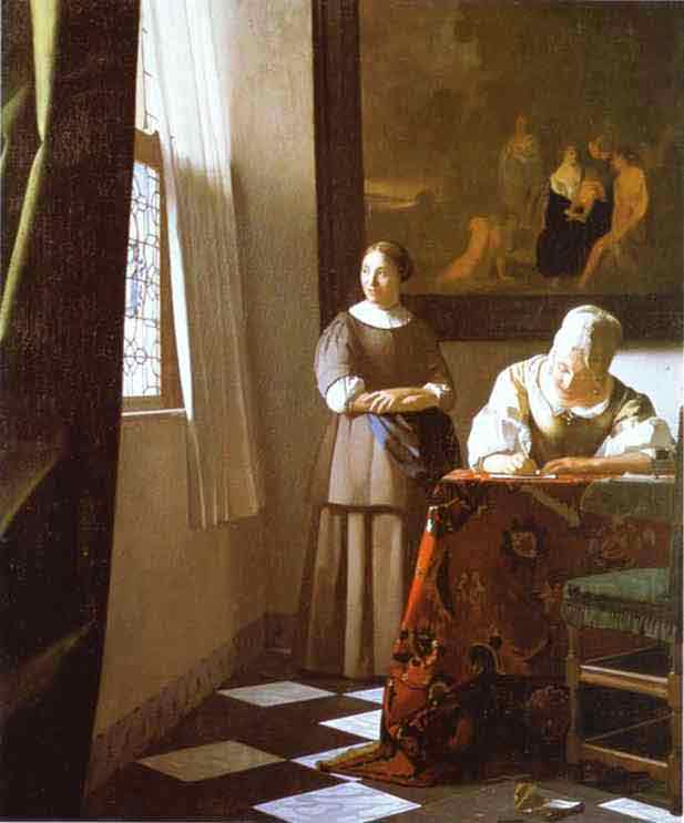 Lady Writing a Letter with Her Maid. c.1670