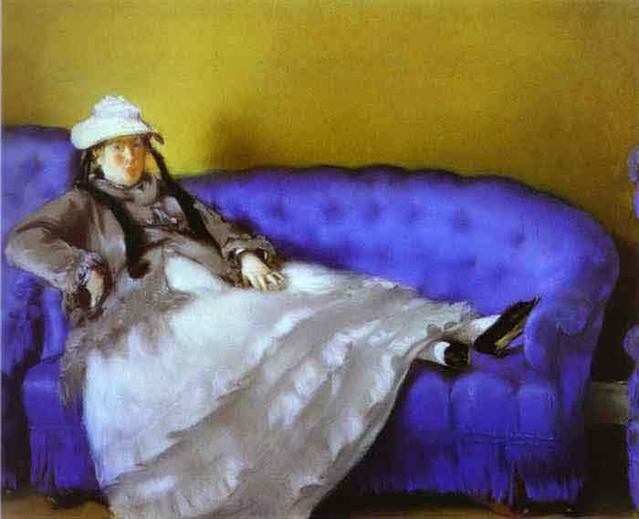 Portrait of Mme. Manet on a Blue Sofa. c. 1874