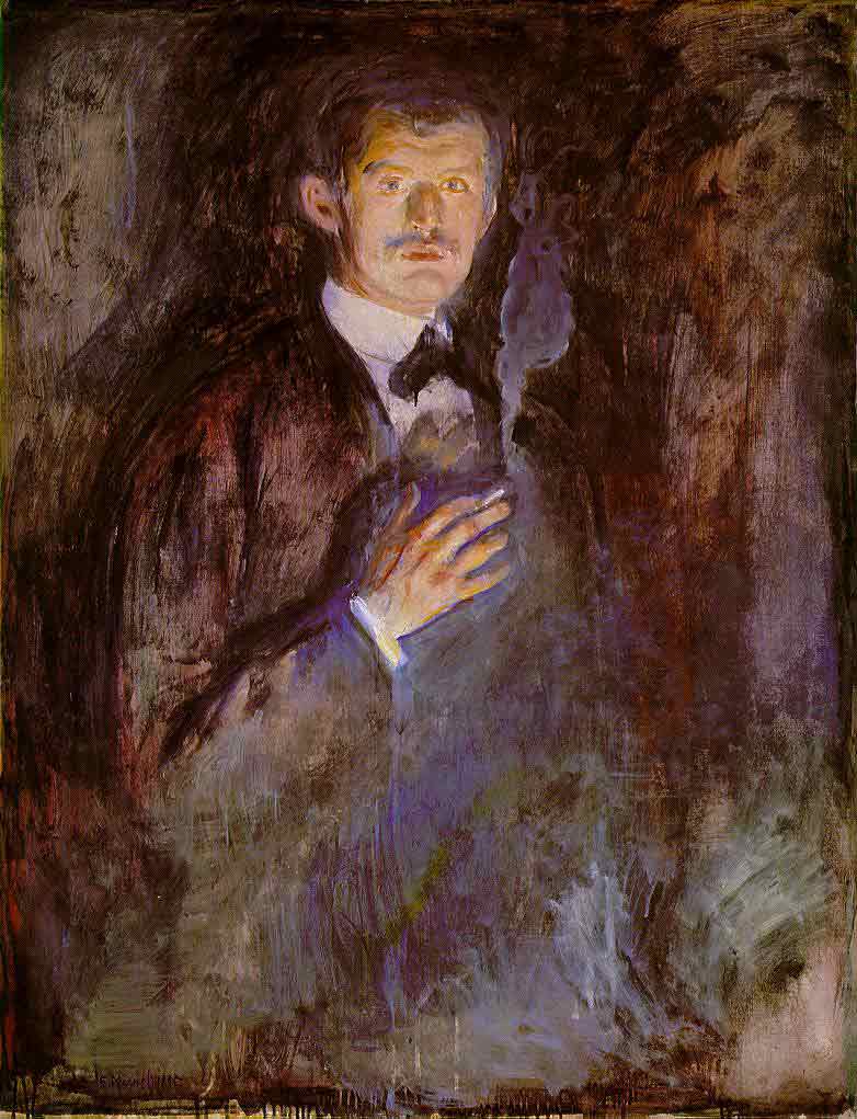 Self-Portrait with Burning Cigarette