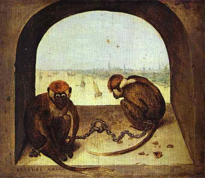 Two Chained Monkeys. 1562