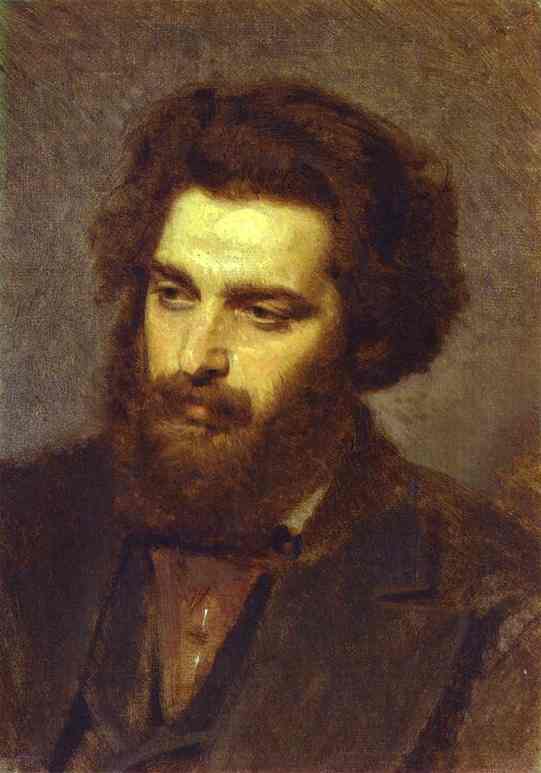 Oil painting:Portrait of the Artist Arkhip Kuinji. 1877