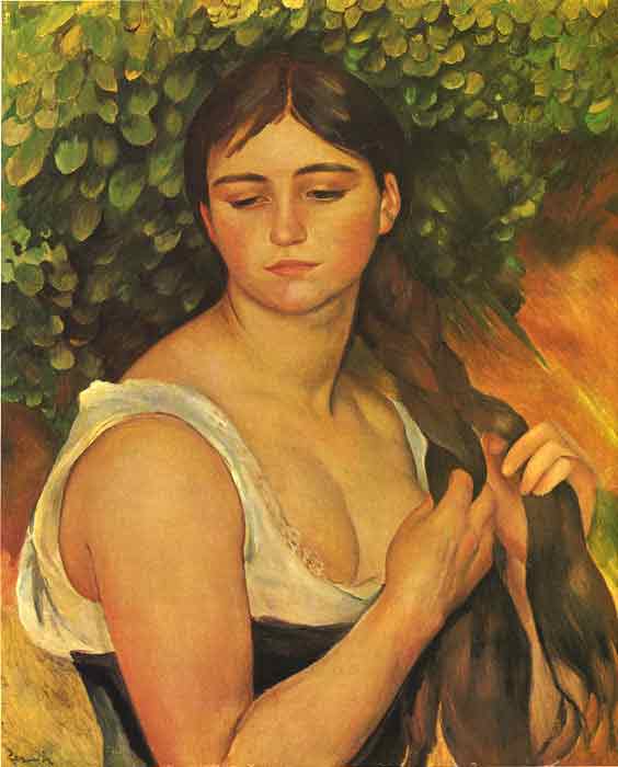 Oil painting for sale:Girl Braiding her Hair, 1885