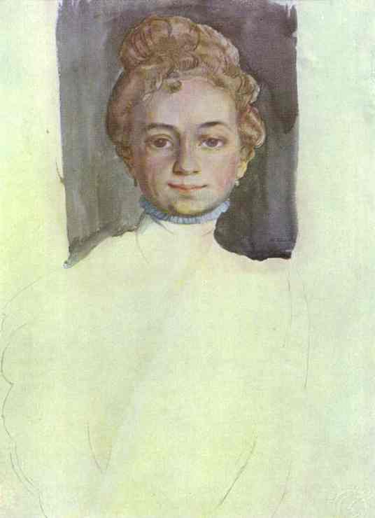 Oil painting:Portrait of E. Vladimirskaya. 1908