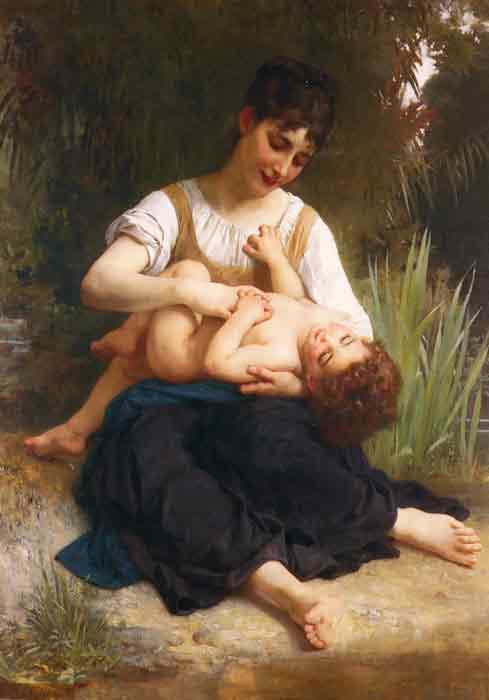 Oil painting for sale:The Joys of Motherhood (Girl Tickling a Child), 1878