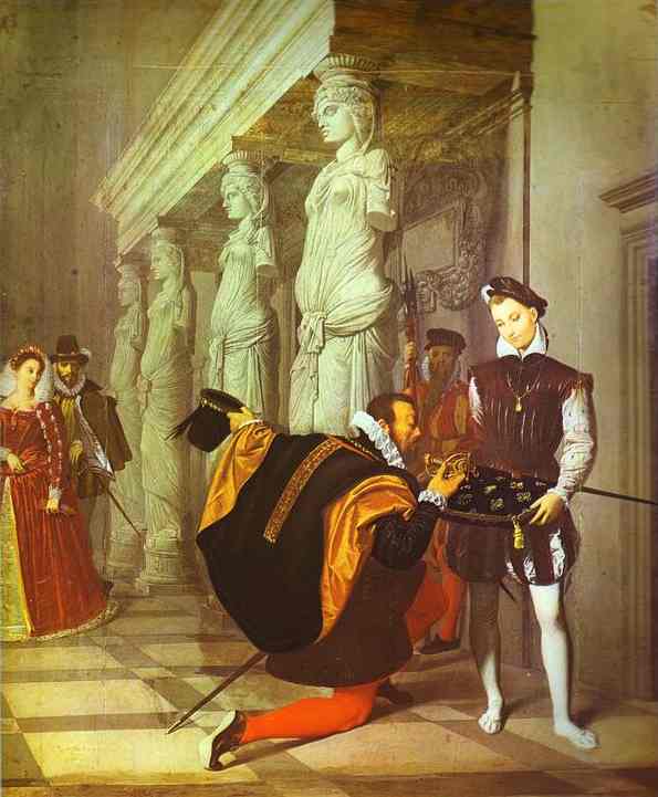 Oil painting:Don Pedro of Toledo Kissing the Rapier of Henry IV. 1814