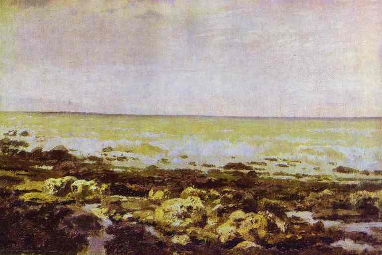 Oil painting:Ebb-Tide. Normandy. 1874
