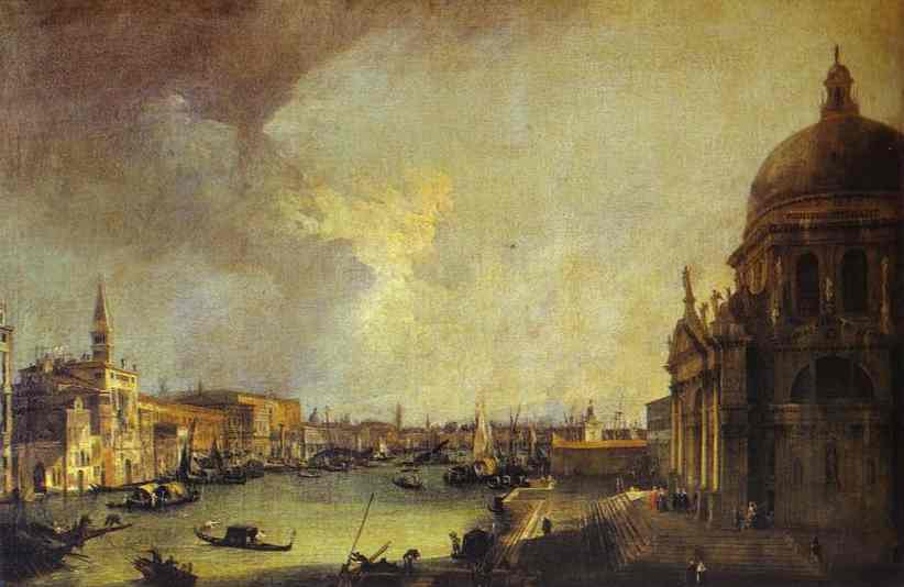 Oil painting:Entrance to the Grand Canal: Looking East. c. 1725