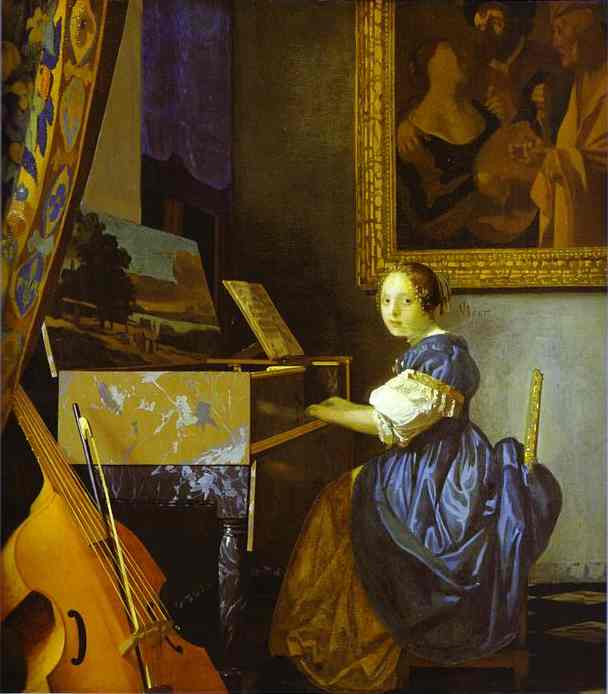 Oil painting:Lady Seated at a Virginal. c.1673