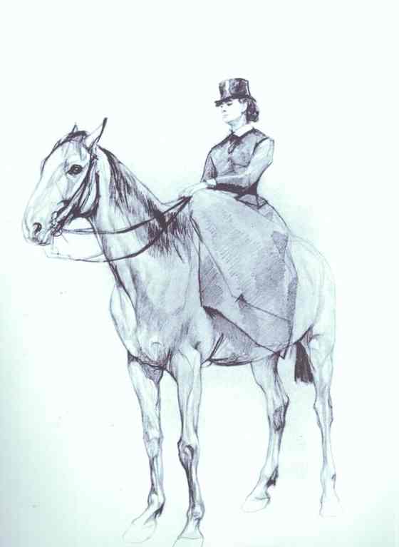 Oil painting:Maria Mamontova Riding a Horse. 1884