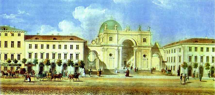 Oil painting:Panorama of the Nevsky Prospekt. Detail. 1830