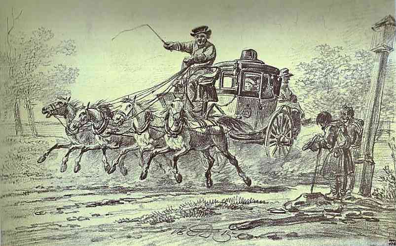 Oil painting:Peasants by the Carriage. 1815