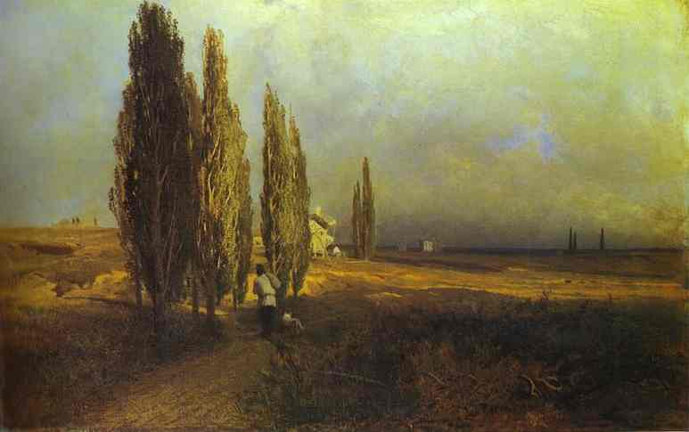 Oil painting:Poplars. 1870