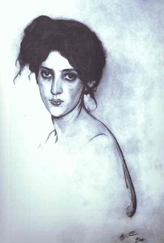Oil painting:Portrait of Izabella Grunberg. 1910