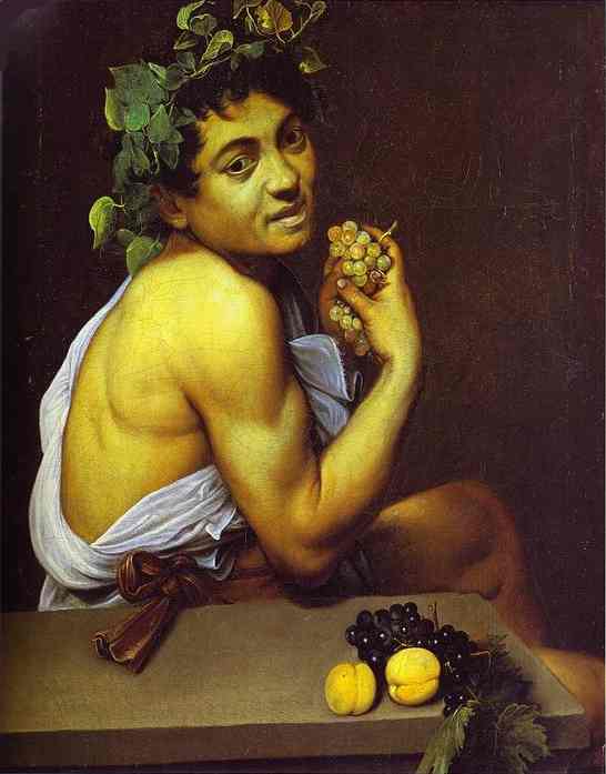 Oil painting:Self-Portrait as Sick Bacchus. c.1593