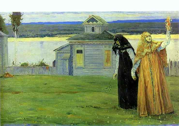 Oil painting:Sisters. 1915