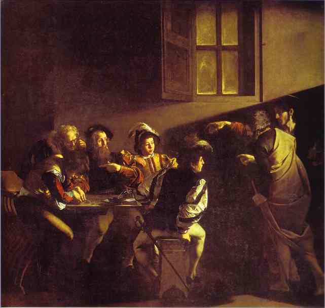 Oil painting:The Calling of St. Matthew. 1599