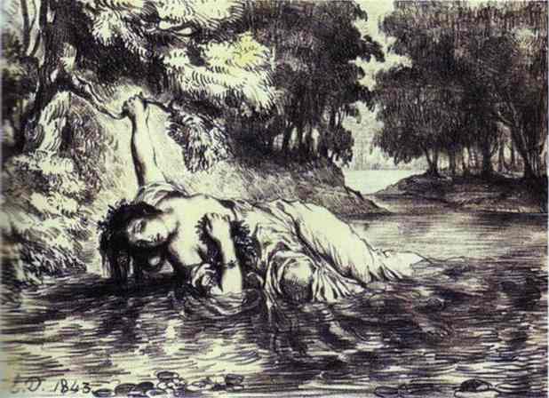 Oil painting:The Death of Ophelia. 1843