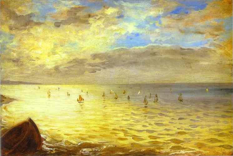 Oil painting:The Sea from the Heights of Dieppe. 1852