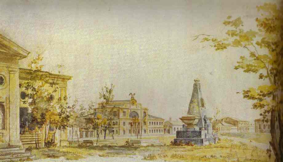 Oil painting:Town Square in Kherson. 1796