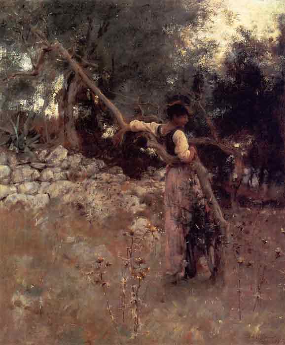 Oil painting for sale:Capri Girl aka Among the Olive Trees, Capri , 1878