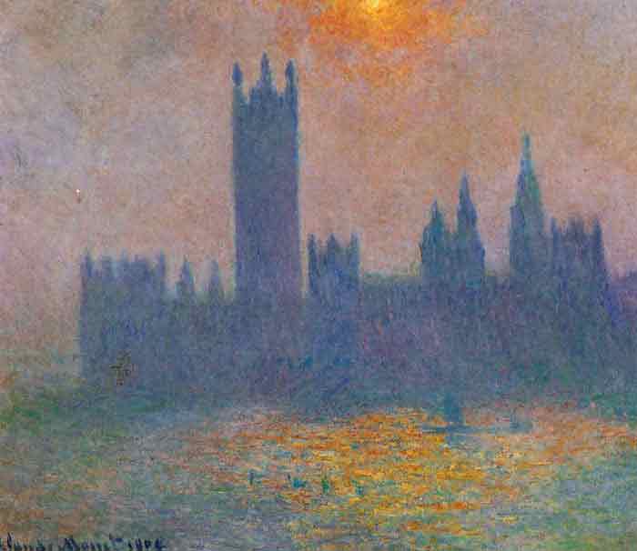 Oil painting for sale:Houses of Parliament, Effect of Sunlight in the fog , 1900