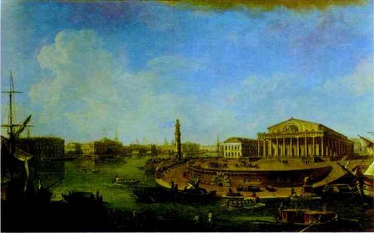 Oil painting:View of the Stock Exchange and the Admiralty from the Fortress of St. Peter and Paul .