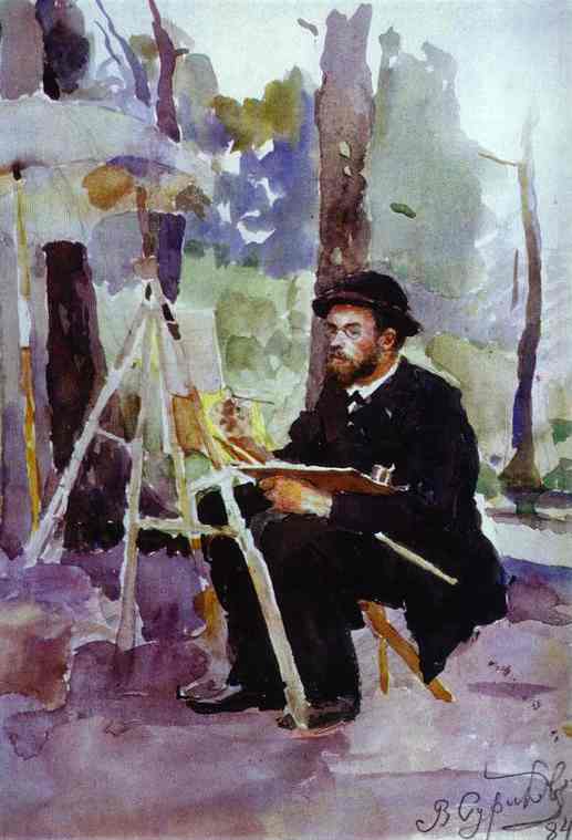 Oil painting:Portrait of the Artist I. S. Ostroukhov at Work. 1884