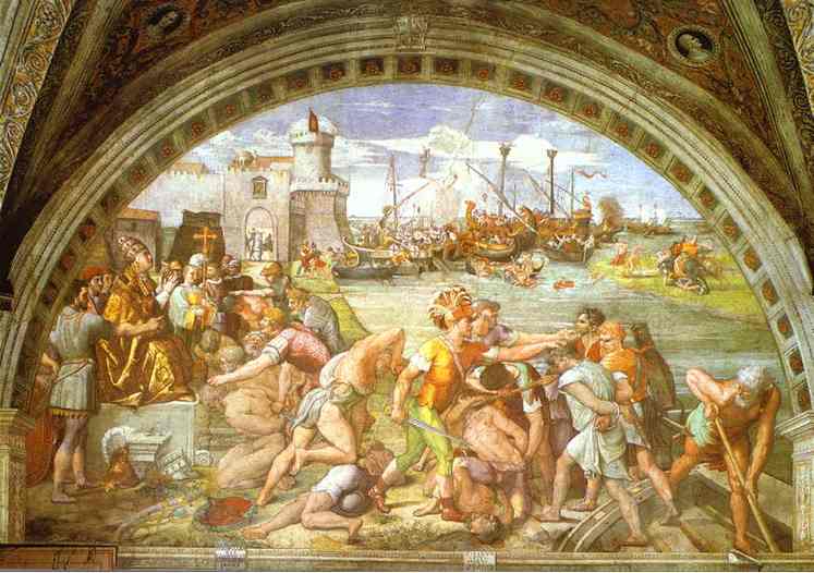 Oil painting:The Battle of Ostia. 1514