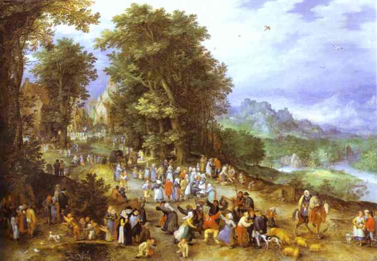 Oil painting:A Flemish Fair. 1600