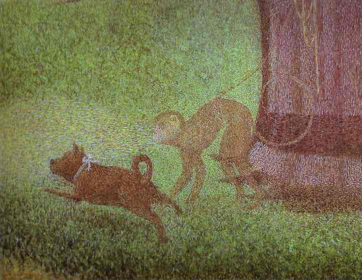 Oil painting:A Sunday on La Grande Jatte. Detail. 1884