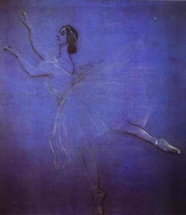 Oil painting:Anna Pavlova in the Ballet Sylphyde. 1909