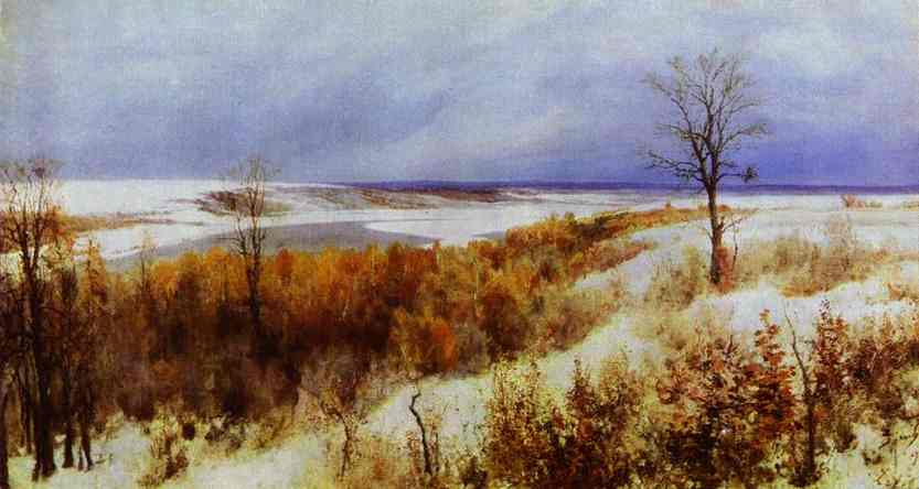 Oil painting:First Snow. Study. 1891