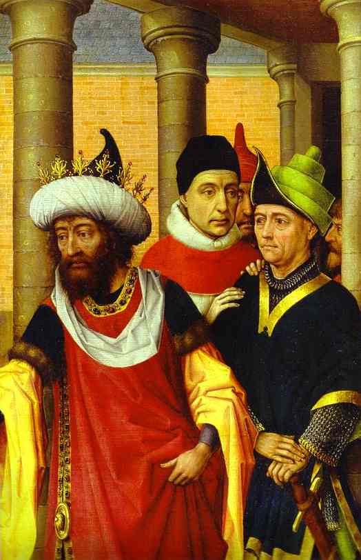 Oil painting:Group of Men. c.1460