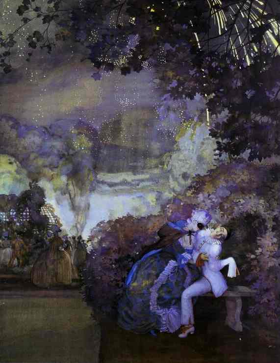 Oil painting:Lady and Pierrot. 1910