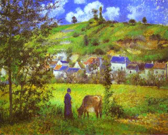 Oil painting:Landscape at Chaponval. 1880