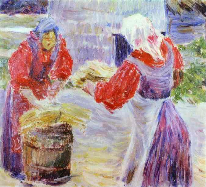 Oil painting:Peasant Women. Sketch. Oil on canvas. The A. N. Radishchev Museum of Arts, Saratov,