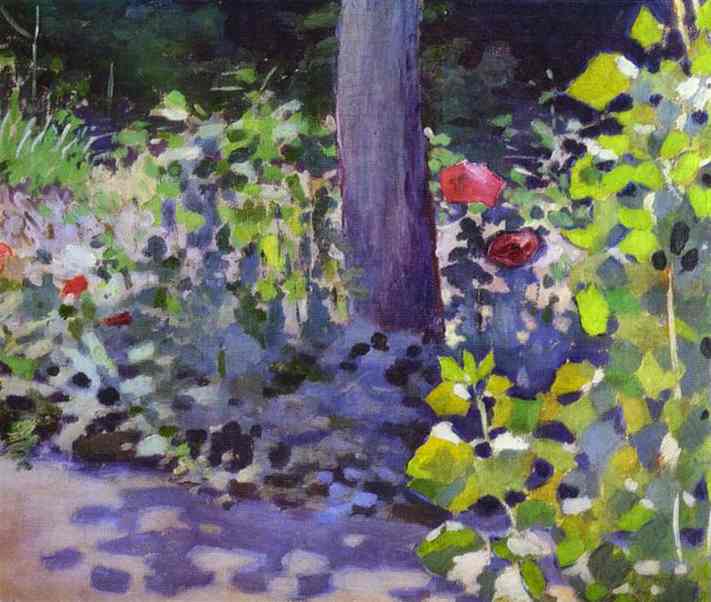 Oil painting:Poppies in the Garden. Sketch. 1894