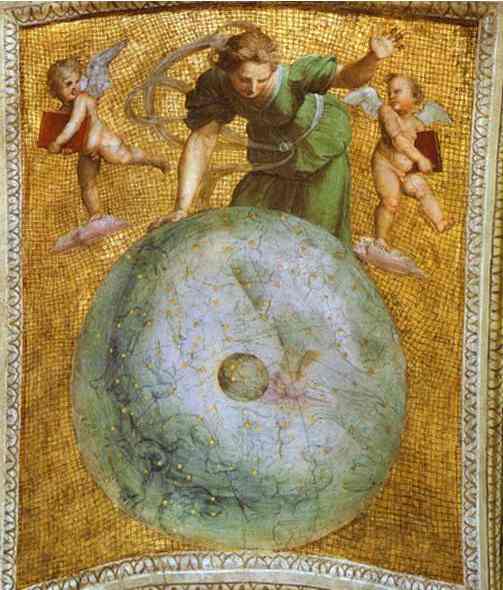 Oil painting:Prime Mover (Astronomy) (ceiling panel). 1509-1511